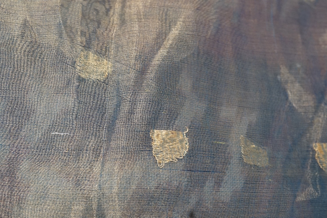 A Sumbanese shoulder cloth, an Indian chain stitch panel and a finely woven silk stole
